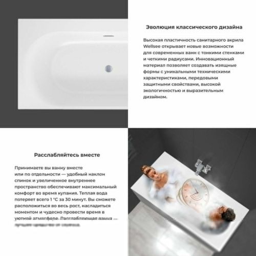 Ванна акриловая Wellsee Dream For More 237901000 180х90 встраиваемая прямоугольная без ножек и каркаса - фото 3