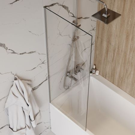 Шторка на ванну Teymi Timo T00270 60х140 стекло прозрачное профиль хром ориентация универсальная