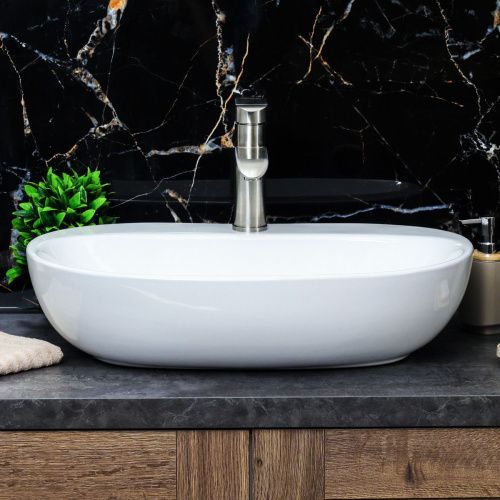 Раковина из сантехнического фарфора Melana 320327-805 60х40 накладная цвет белый 1 отверстие под смеситель - фото 5