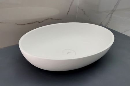 Раковина из искусственного камня Abber Stein AS2635 60х40 накладная цвет белый без отверстий под смеситель