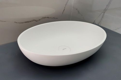 Раковина из искусственного камня Abber Stein AS2635 60х40 накладная цвет белый без отверстий под смеситель - фото 5