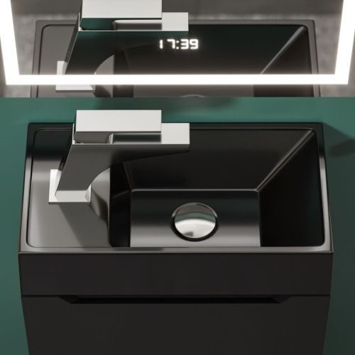 Раковина из искусственного камня Uperwood Classic New 2911021334 40х20 полувстраиваемая цвет черный - фото 3