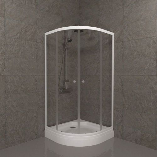 Душевой уголок Тритон Ультра Щ0000061806 90х90 стекло прозрачное профиль белый с поддоном - фото 3