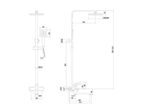 Душевая стойка Fmark FS8145-25Q настенная цвет серый - фото 3