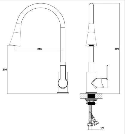 Смеситель для кухни Stella Polar Тулуза S3865-2 SP-00001981 на мойку сталь
