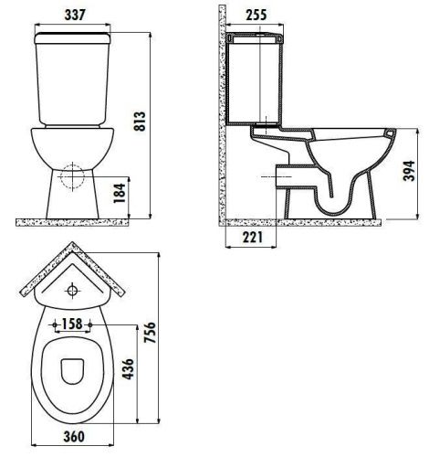 Чаша унитаза напольная Creavit Corner SD310-11CB00E-0000 цвет белый без бачка без сиденья душевой смыв - фото 2