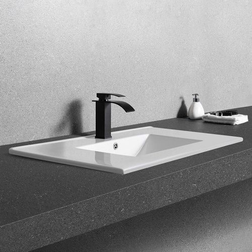 Раковина из сантехнического фаянса CeramaLux YJ803-90 90х40 встраиваемая цвет белый 1 отверстие под смеситель - фото 2