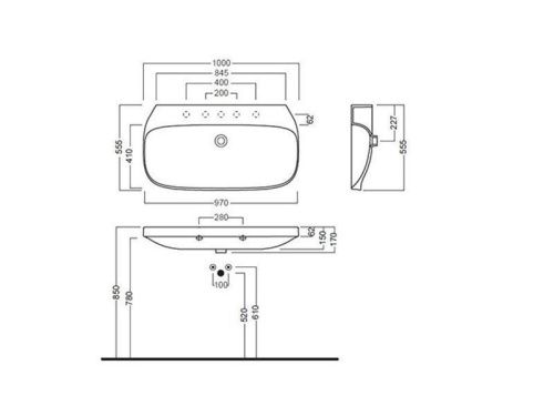 Раковина из сантехнического фаянса Hatria ABITO YXX901 100х50 подвесная цвет белый - фото 3