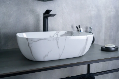 Раковина керамическая Gid Geométrico 54469 50х30 накладная цвет многоцветный без отверстий под смеситель - фото 2