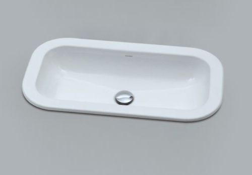 Раковина из сантехнического фаянса Azzurra Glaze GLLI06938000BI (GLZ 69x38/IN bi) 70х40 встраиваемая цвет белый без отверстий под смеситель