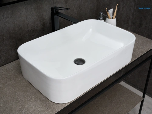 Раковина керамическая Gid Geométrico 51231 60х40 накладная цвет белый без отверстий под смеситель - фото 3