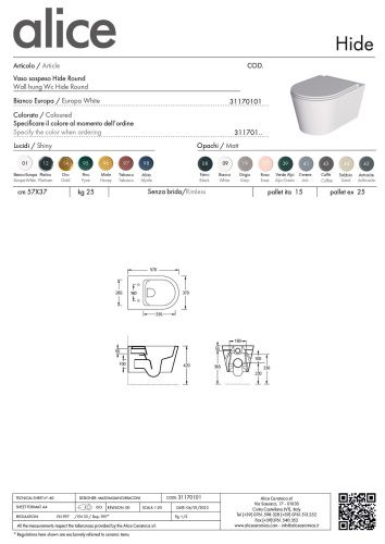 Чаша унитаза подвесная Alice Hide 31170101 цвет белый без сиденья - фото 3
