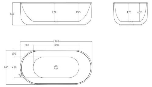 Ванна акриловая BelBagno BB401-1700-800 170х80 отдельностоящая овальная с ножками - фото 2