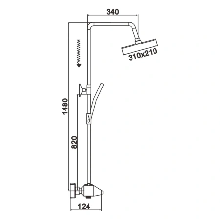 Душевая стойка Rose R3736H настенная цвет черный с термостатом