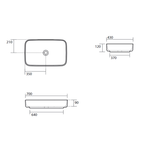 Раковина из сантехнического фарфора Kerasan Tribeca 460230 70х40 накладная цвет белый без отверстий под смеситель - фото 2