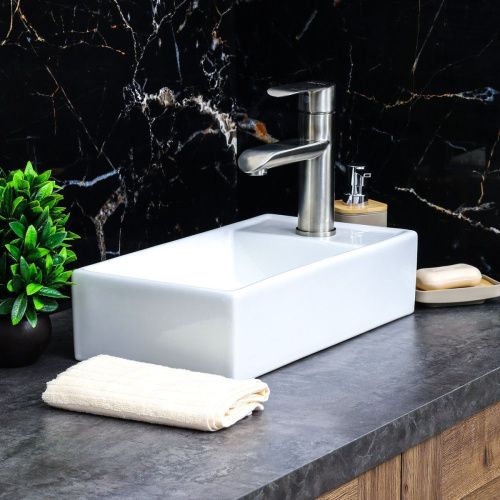 Раковина из сантехнического фарфора Melana 320351-805 40х20 накладная цвет белый 1 отверстие под смеситель - фото 5