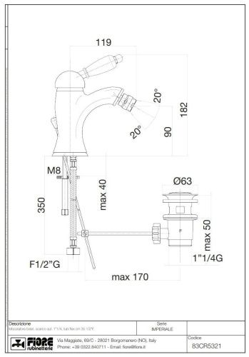 Смеситель Fiore Imperiale 83CR5321 на биде хром - фото 2
