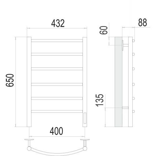Полотенцесушитель электрический Terminus 4670078531308 45х65 хром - фото 3