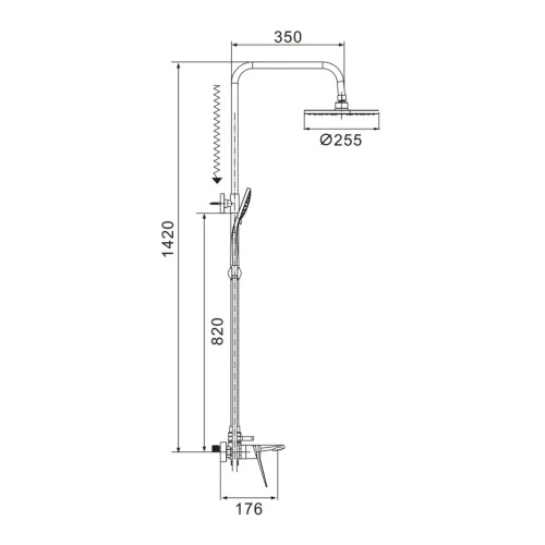 Душевая стойка Shevanik S8436 настенная цвет хром - фото 3