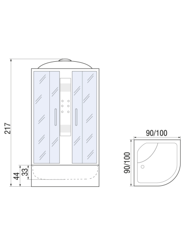 Душевая кабина River TEMZA 10000001270 100х100 четверть круга с крышей ориентация универсальная - фото 2