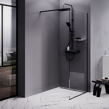 Душевая перегородка Am.Pm Func W84WI-80-F1-BTE 80х200 стекло прозрачное профиль черный