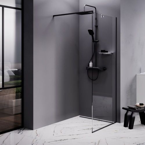 Душевая перегородка Am.Pm Func W84WI-80-F1-BTE 80х200 стекло прозрачное профиль черный