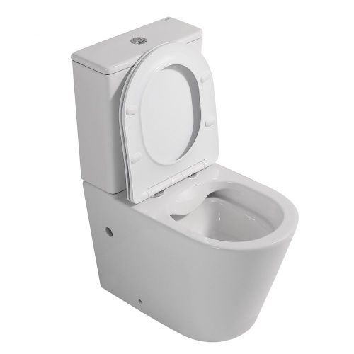 Унитаз напольный с бачком Abber Bequem AC1112 белый с сиденьем безободковый каскадный смыв - фото 4