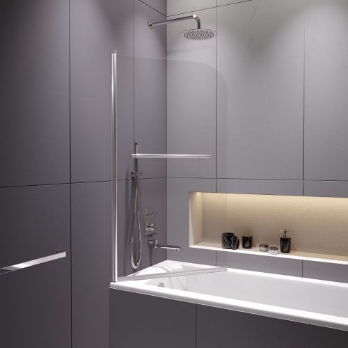 Душевая шторка на ванну RGW Screens 411111408-11 80х140 стекло прозрачное профиль хром ориентация универсальная - фото 4