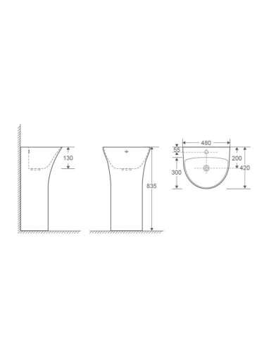 Раковина из сантехнического фаянса WeltWasser WW SK 10000013332 40 см напольная цвет белый 1 отверстие под смеситель - фото 3