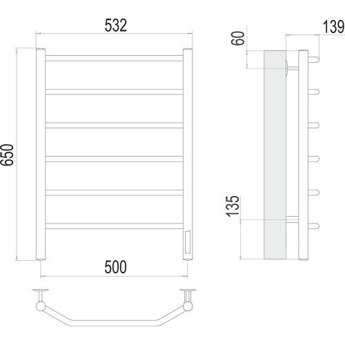 Полотенцесушитель электрический Terminus 4670078531193 55х65 хром - фото 3