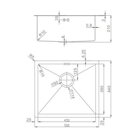 Кухонная мойка Raglo R703.5044.05 50х45 цвет серый поверхность матовая