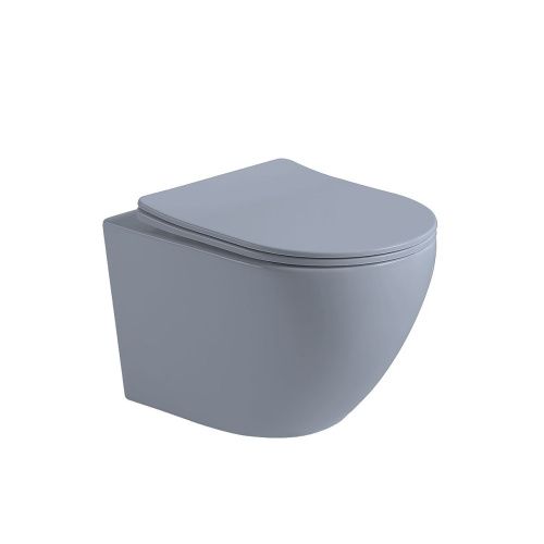 Унитаз подвесной Vincea Globo VT1-14SMO голубой с сиденьем микролифт безободковый душевой смыв - фото 2