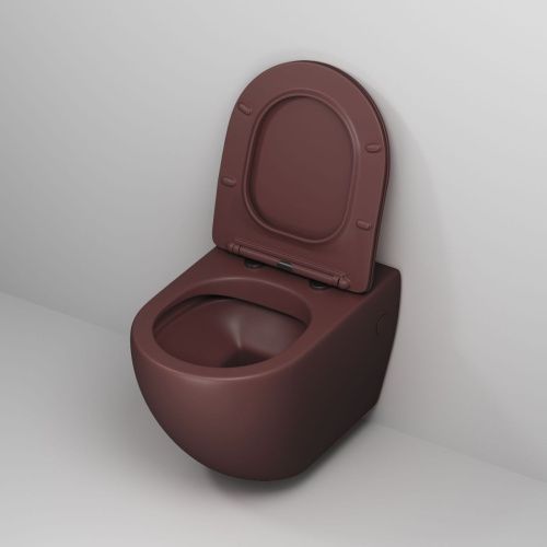 Унитаз подвесной Grossman Color GR-4411VIMS бордовый с сиденьем безободковый каскадный смыв - фото 4