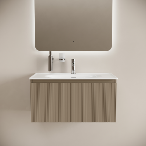 Тумба под раковину Sancos CODE CD80GB 80х50 подвесная цвет бежевый/серый - фото 2