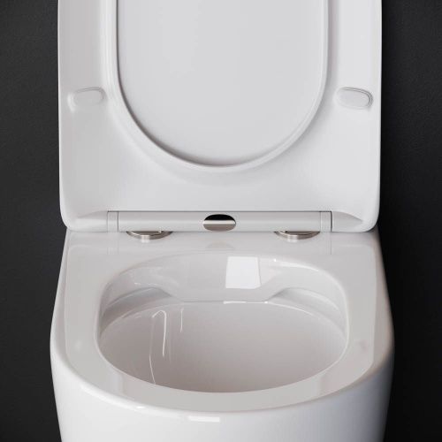 Унитаз приставной Ceramica Nova HIGHLIGHT CN1812 белый с сиденьем микролифт безободковый душевой смыв - фото 4