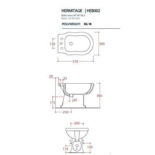 Биде напольное Artceram HERMITAGE HEB002 03 00 nero цвет черный - фото 2