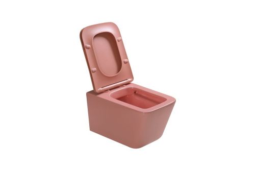 Унитаз подвесной SantiLine SL-5007P цвет розовый с сиденьем микролифт безободковый смыв воронка-водоворот - фото 4