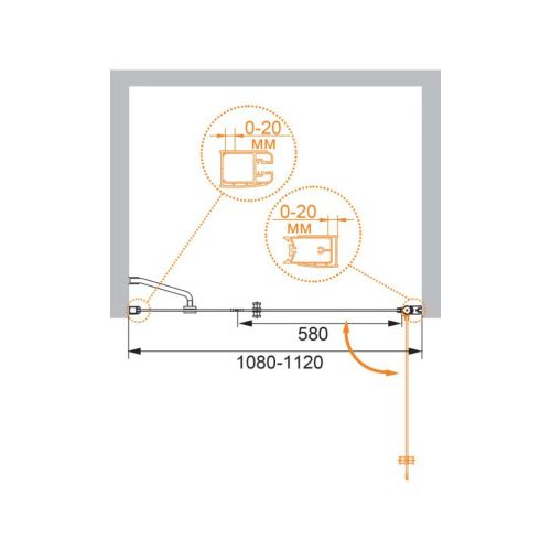 Душевая дверь Cezares ELENA ELENA-W-B-11-40+70-P-Cr-R 110х195 стекло рифленое профиль хром - фото 5