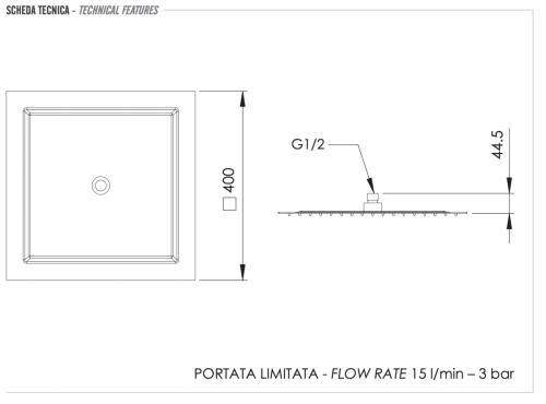 Верхний душ Remer 357UFS40X 40х40 хром - фото 2