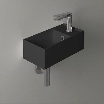 Раковина из сантехнического фаянса Simas Agile AG20 nero matt*1 40х20 подвесная цвет черный 1 отверстие под смеситель