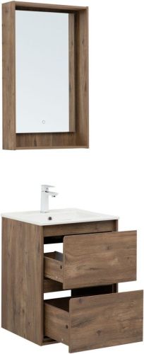 Тумба под раковину Aquanet Милан 00336376 50х50 подвесная цвет коричневый - фото 5