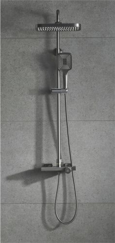 Душевая стойка Rose R1896T-6 настенная цвет серый с термостатом - фото 4