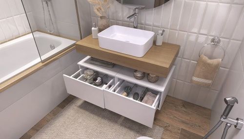 Тумба Velvex UNIT tpUNI.50.H27.Y-211 50х48х27 подвесная цвет белый матовый - фото 3