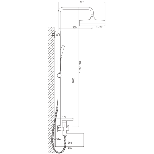 Душевая стойка Belz B813 B24813-7 настенная цвет черный - фото 2