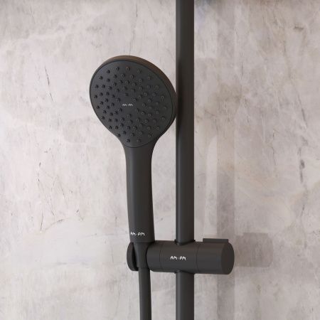 Комплект душевого уголка с душевой системой и аксессуарами Am.Pm Gem WK90EM стекло прозрачное профиль черный без поддона