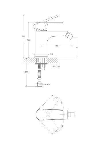 Смеситель Cezares NAUTIC NAUTIC-BS1-NOP на биде черный - фото 2