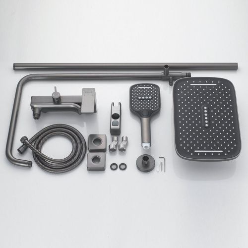 Душевая стойка Shevanik S4036T настенная цвет оружейная сталь - фото 4