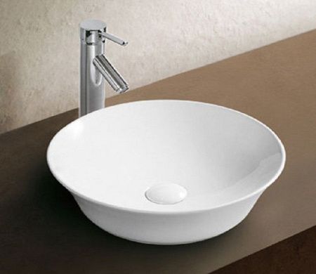 Раковина из сантехнического фаянса CeramaLux 9381 40х40 накладная цвет белый без отверстий под смеситель