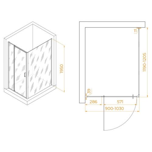 Душевой уголок RGW Passage 350807892-11 120х90 стекло прозрачное профиль хром без поддона - фото 2