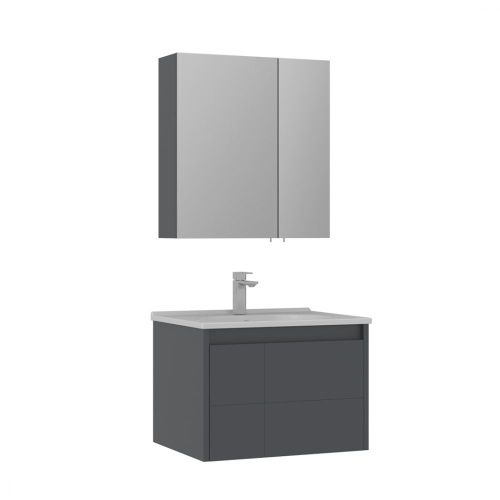 Тумба с раковиной Orka Likya 5002493 70х50 подвесная цвет черный - фото 2